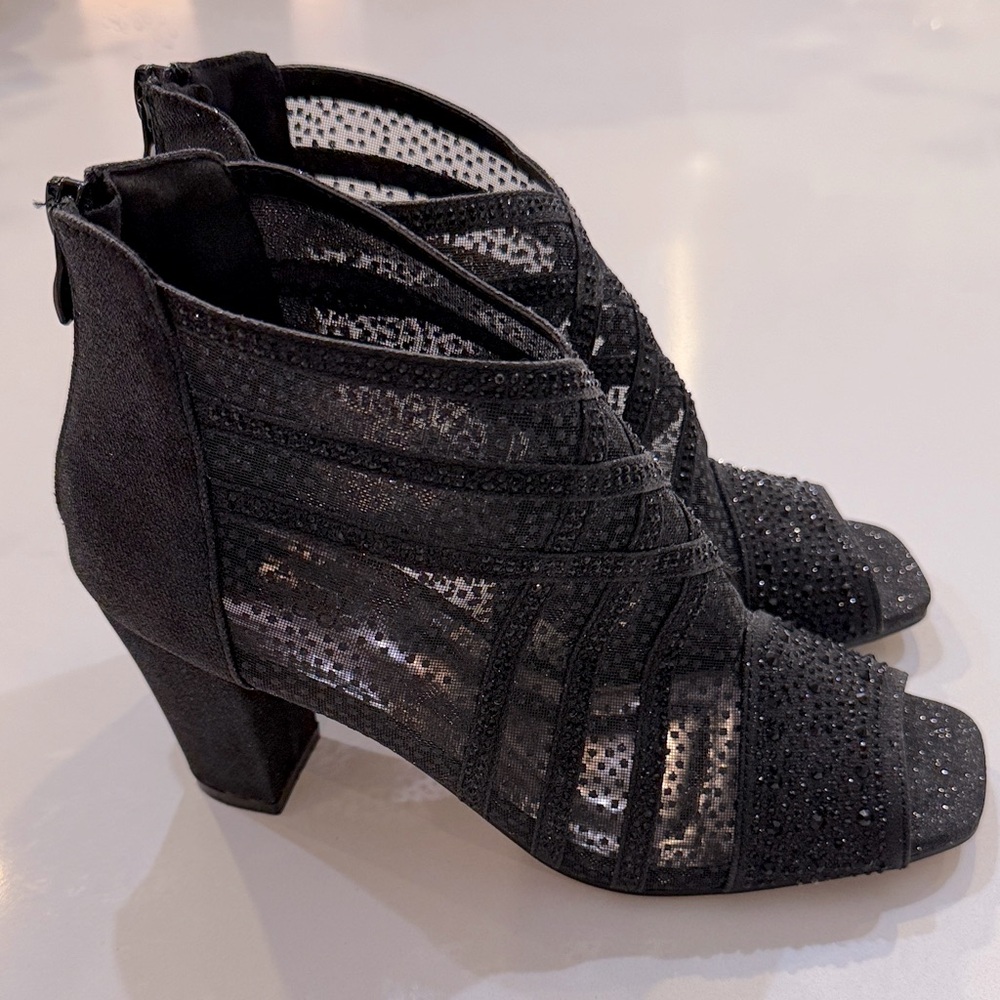 Valenti Franco Black Mesh Heeled Boots